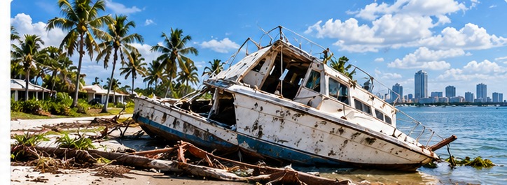 Hurricane damaged boat removal